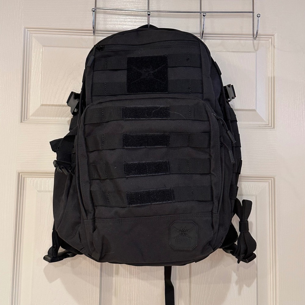 Samurai Tactical Daypack Black Molle Military Style Backpack Mens